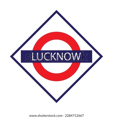 Lucknow junction railways name board isolated on white	