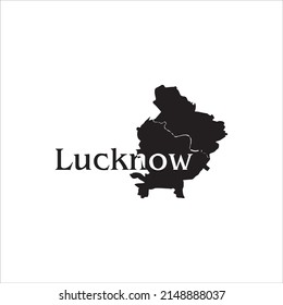 Lucknow map and black lettering design on white background