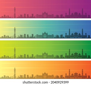 Lucknow Multiple Color Gradient Skyline Banner