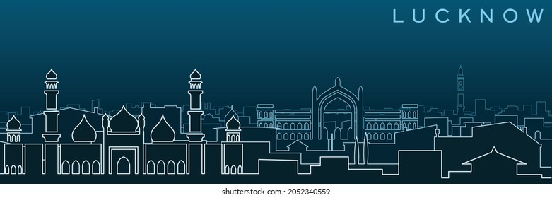 Lucknow Multiple Lines Skyline and Landmarks