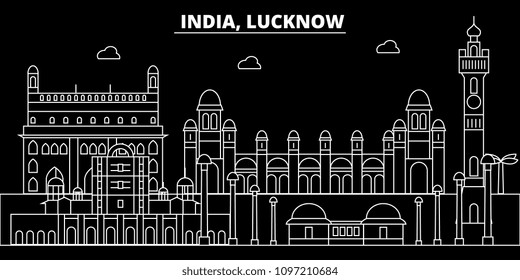 Lucknow silhouette skyline. India - Lucknow vector city, indian linear architecture, buildings. Lucknow travel illustration, outline landmarks. India flat icons, indian line banner