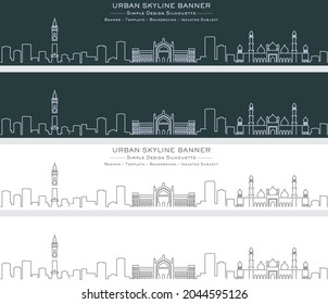 Lucknow Single Line Skyline Profile Banner