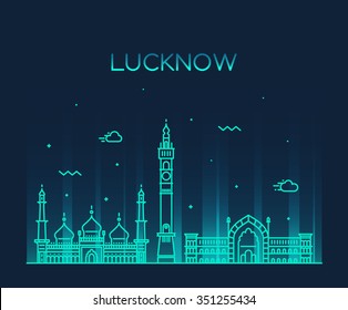 Lucknow skyline, detailed silhouette. Trendy vector illustration, linear style