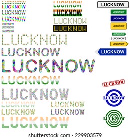 Lucknow text design set