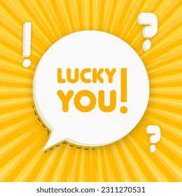 Lucku you banner. Speech bubble with Lucku you text. Business concept. 3d illustration. Spiral background. Vector line icon for business and advertising