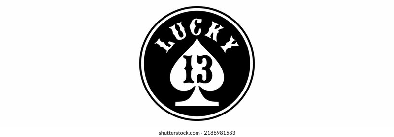 Lucky 13 Vector Emblem, Car Sticker, Decal, Vinyl, Label