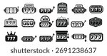 Lucky 7 icons set simple vector. Casino slot. Machine jackpot