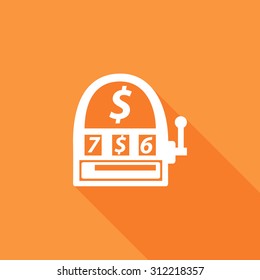 Lucky 7 icons set. Vector Illustration eps10. Flat icon with long shadow. 
