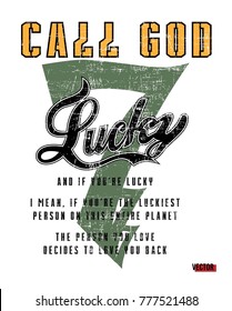 lucky 7 writing typography, tee shirt graphics, slogan, vector