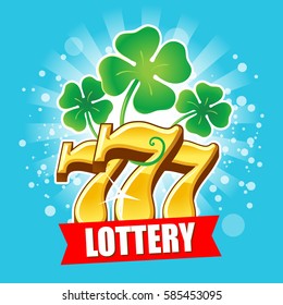 Lucky 777. Triple seven number. Lotto and lottery sign. Vector illustration.