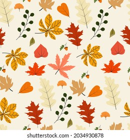Lucky autumn leaves seamless pattern