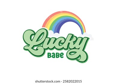 Lucky Babe, Retro St. Patrick's Day Typography Sublimation T shirt design