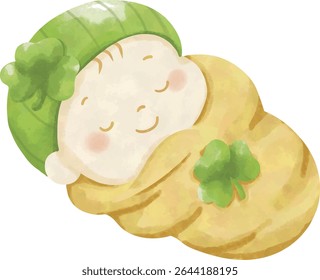 Clipart do chuveiro do bebê da sorte, o trevo bonito e o pacote PNG recém-nascido