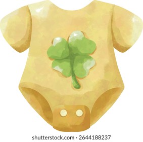 Lucky Baby Shower Clipart, Cute Clover and Newborn PNG Bundle