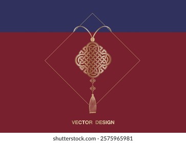 lucky bag abstract design traditional frame premium gift set art pattern embroidery Lunar New Year Holiday traditional design decoration element abstract red color china korea asia vector