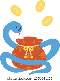 a lucky bag with the blue snake of new year