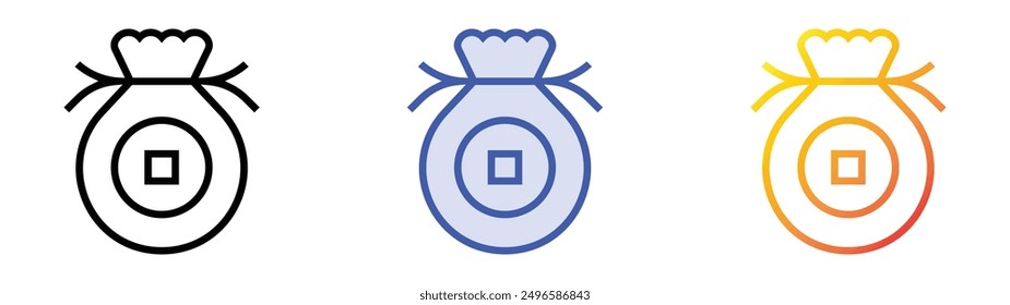 lucky bag icon. Linear, Blue Fill and Gradient Style Design Isolated On White Background
