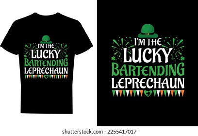 I’m lucky bartending leprechaun T-shirt Design Template