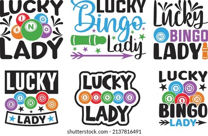 Lucky Bingo Lady Printable Vector Illustration