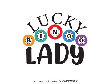 Lucky Bingo Lady Vector For Print, Lucky Bingo Lady Clipart, Lucky Bingo Lady Vector Illustration