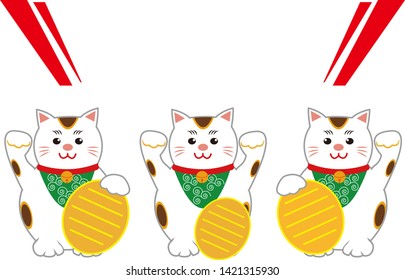 Lucky  black cat sitting and holding golden coin. Cute cartoon character. Japanese lucky cat Maneki neko