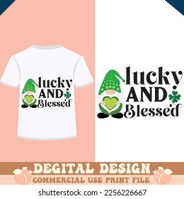 lucky and  blessed  t shirt design, vector file.