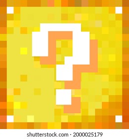 Lucky block. Question box. Color pixel box with question mark. Vector illustration