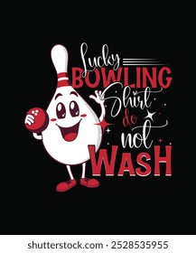 Lucky Bowling Shirt nicht waschen Typografie T-Shirt-Design, Bowling Pin Vektordesign