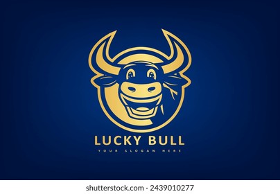 Lucky Bull head logo vector. Animal design.