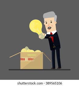 Lucky businessman has an idea. Business concept cartoon illustration
