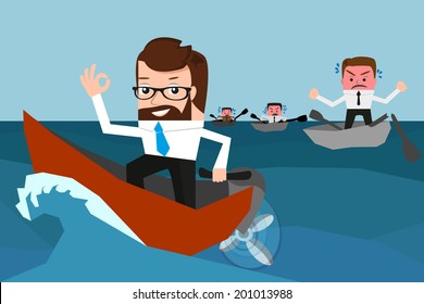 Lucky businessman has won a competition. Conceptual illustration. 