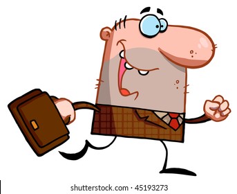 Lucky Businessman walks with briefcase