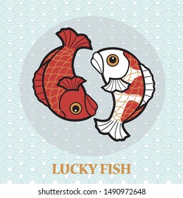 Lucky carp fish illustration. koi fish kohaku. Nishikigoi. lucky carp.