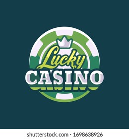 Lucky casino green poker chip flat illustration