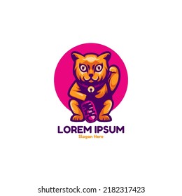 Lucky Cat Character Logo For Business
