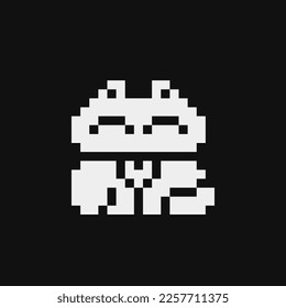 Lucky cat emoji. Pixel art icon. Maneki-Neko. Good luck symbol.Stickers and embroidery design. 80s style video game sprite. Isolated vector illustration.