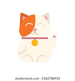 Lucky cat icon flat vector. Japan maneki. Chinese fortune isolated