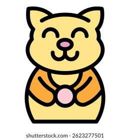 Lucky cat icon. Outline lucky cat vector icon color flat isolated