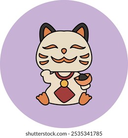 Lucky Cat Icon Representing Prosperity, Fortune, and Cultural Symbolism, Perfect for Highlighting Traditions, Good Luck Charms, and Festive Celebrations with a Cute and Iconic Design.