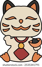 Lucky Cat Icon Representing Prosperity, Fortune, and Cultural Symbolism, Perfect for Highlighting Traditions, Good Luck Charms, and Festive Celebrations with a Cute and Iconic Design.