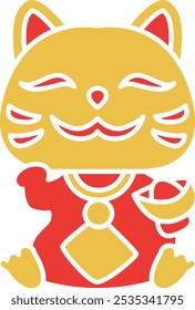 Lucky Cat Icon Representing Prosperity, Fortune, and Cultural Symbolism, Perfect for Highlighting Traditions, Good Luck Charms, and Festive Celebrations with a Cute and Iconic Design.