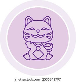 Lucky Cat Icon Representing Prosperity, Fortune, and Cultural Symbolism, Perfect for Highlighting Traditions, Good Luck Charms, and Festive Celebrations with a Cute and Iconic Design.