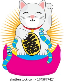 Lucky cat (maneki neko) vector design