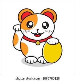 lucky cat mascot, lucky cat character vector design eps 10