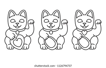 Lucky cat set. Vector illustration