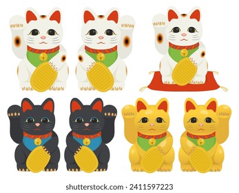 Lucky cat set vector illustration