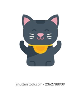 Lucky cat toy icon flat vector. Neko japan. Cute animal isolated