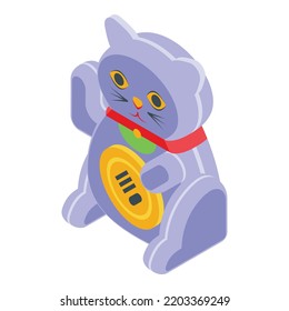 Lucky cat toy icon. Isometric of lucky cat toy vector icon for web design isolated on white background