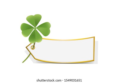 Lucky Charm Card Tag with Shamrock,
Vector illustration isolated on white background
