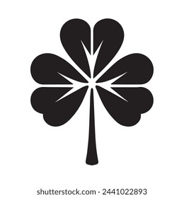 Lucky Charm Four-Leaf Clover Silhouette - Icon of Serendipity on White Background